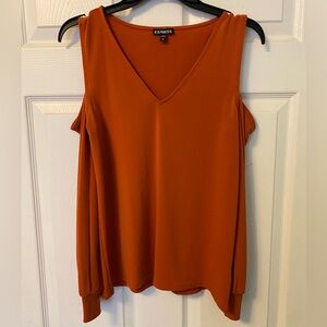 Women’s Express burnt orange blouse shoulder cut outs